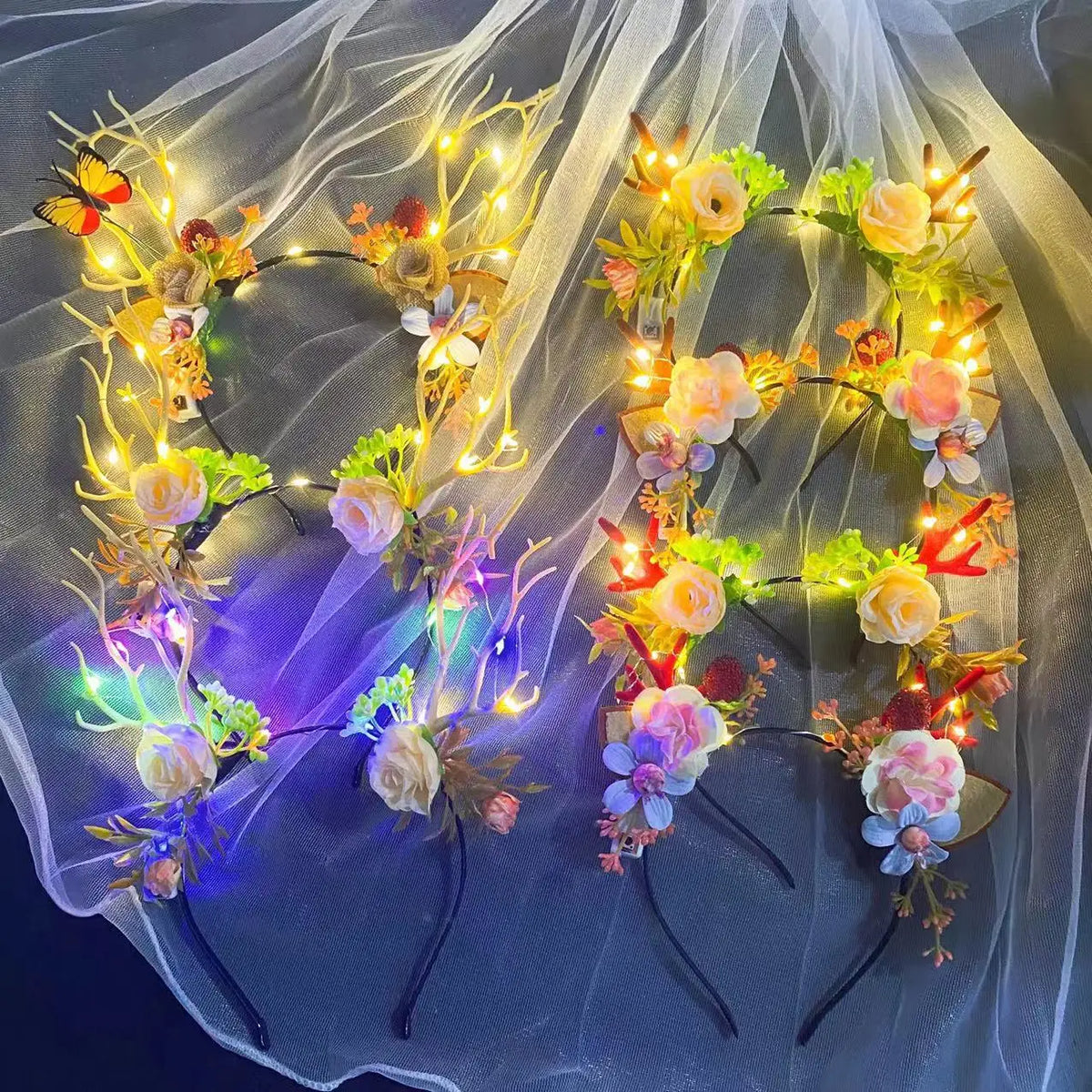 10-Pack LED Reindeer Antler Headbands – Christmas Party Glow LED Party Headbands Babs