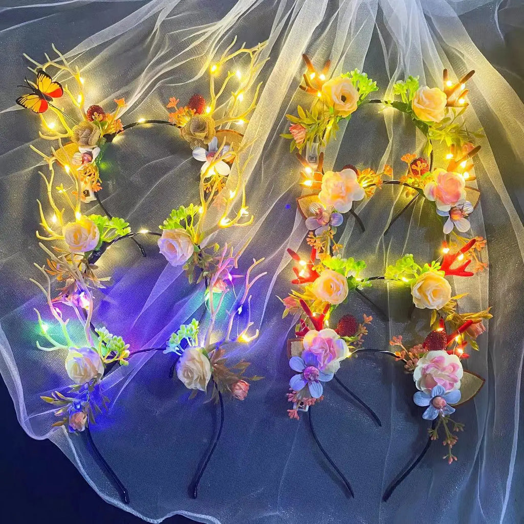 10-Pack LED Reindeer Antler Headbands – Christmas Glow Party LED Party Headbands Babs