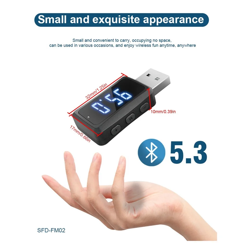 Bluetooth 5.3 Car FM Transmitter – USB, Hands-Free, LCD Car FM Transmitter Babs