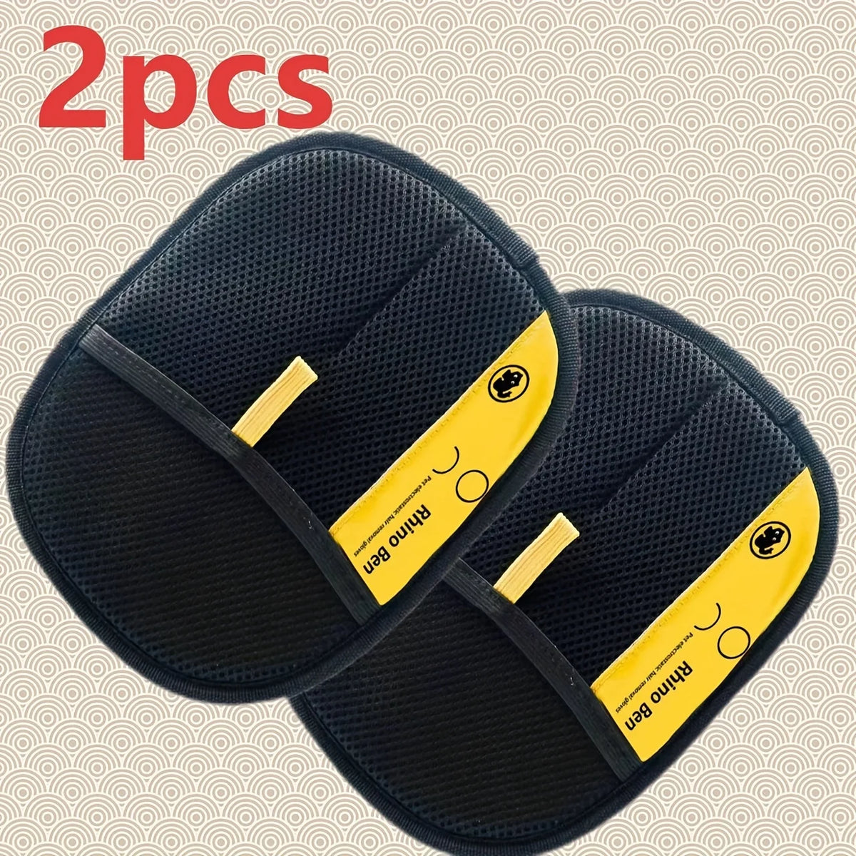 2-Piece Double-Sided Pet Hair Removal & Grooming Gloves Pet Grooming Gloves Babs black