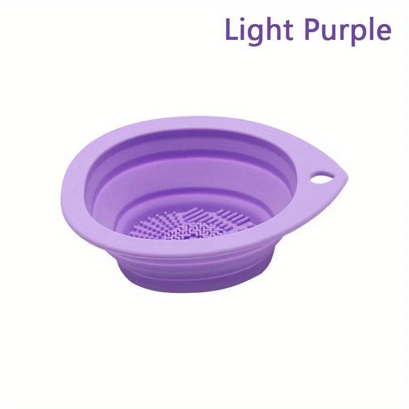 Silicone Makeup Brush Cleaner Bowl & Scrubber Mat Brush Cleaner Bowl Babs Light purple