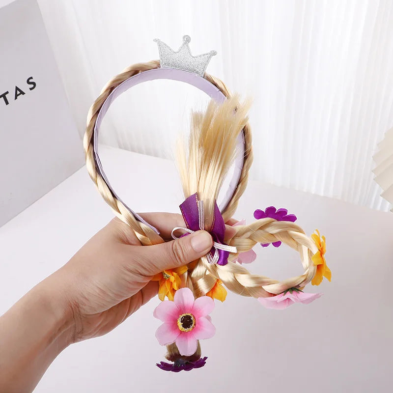 Princess Flower Braid Wig Headband – Girls Unicorn Party Cosplay Kids Costume Headband Babs