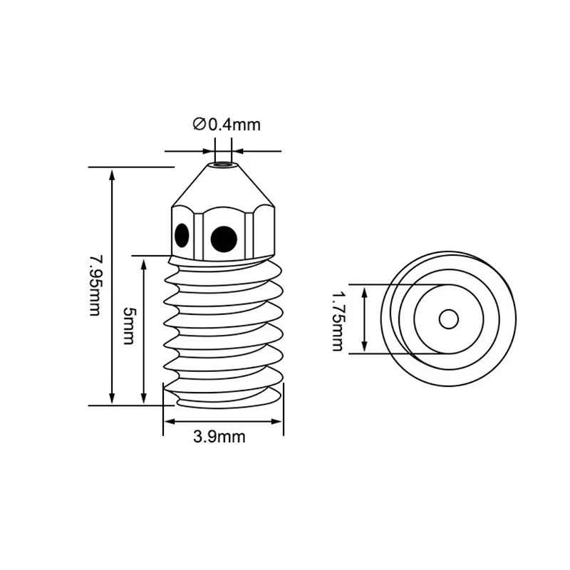 Hardened Steel Nozzle for Bambu Lab A1 – 0.2/0.4/0.6/0.8mm 3D Printer Nozzle Babs