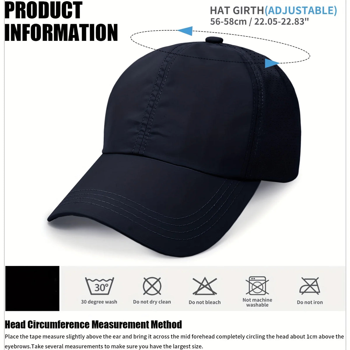 Quick-Dry Unisex Baseball Cap with Ponytail Hole | Sun Hat Baseball Cap Babs