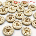 100pcs Heart-Shaped Wooden Buttons – 15mm 20mm 25mm Assorted Wooden Craft Buttons Babs 15mm