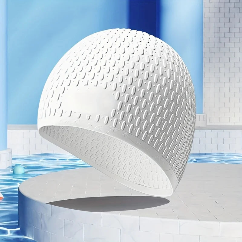 Unisex Silicone Swim Cap – Waterproof, Non-Slip, High Elasticity Silicone Swim Cap Babs WHITE