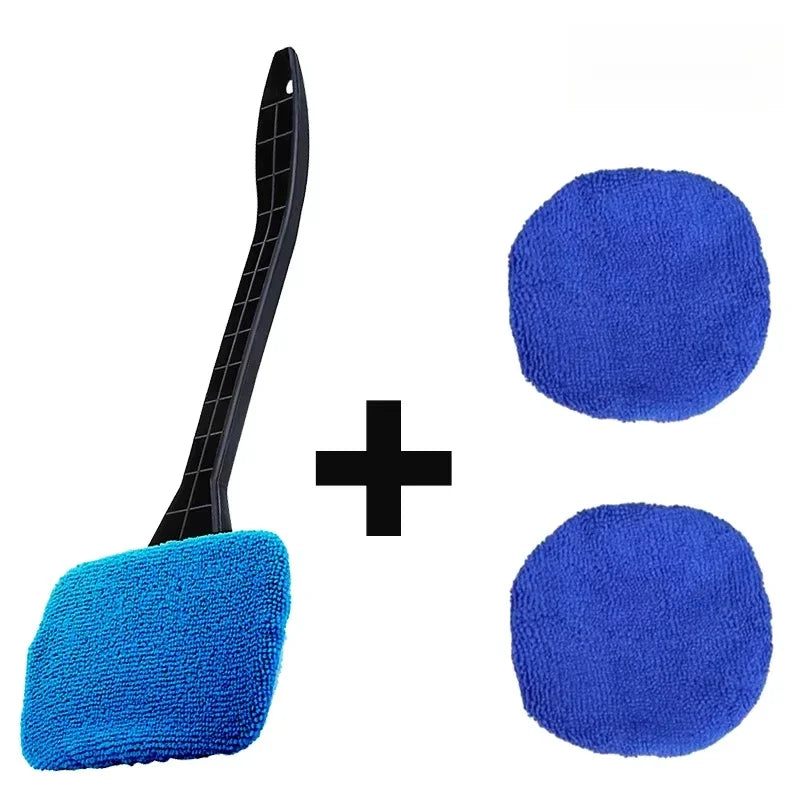 Car Window Cleaner Brush Kit – Long Handle Microfiber Wiper Car Cleaning Brush Babs Dark Blue-1Set