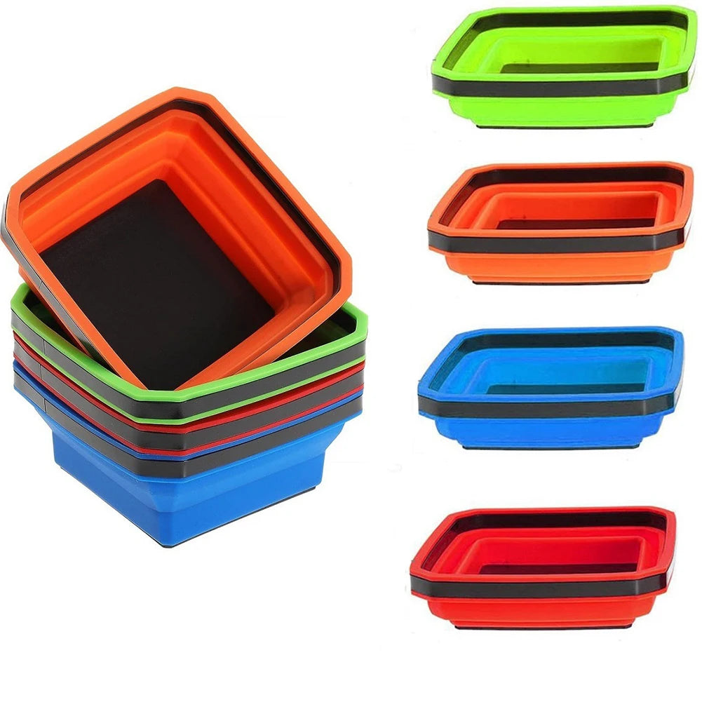 Collapsible Magnetic Screw Tray – 4.5" Silicone Parts Organizer Magnetic Parts Tray Babs