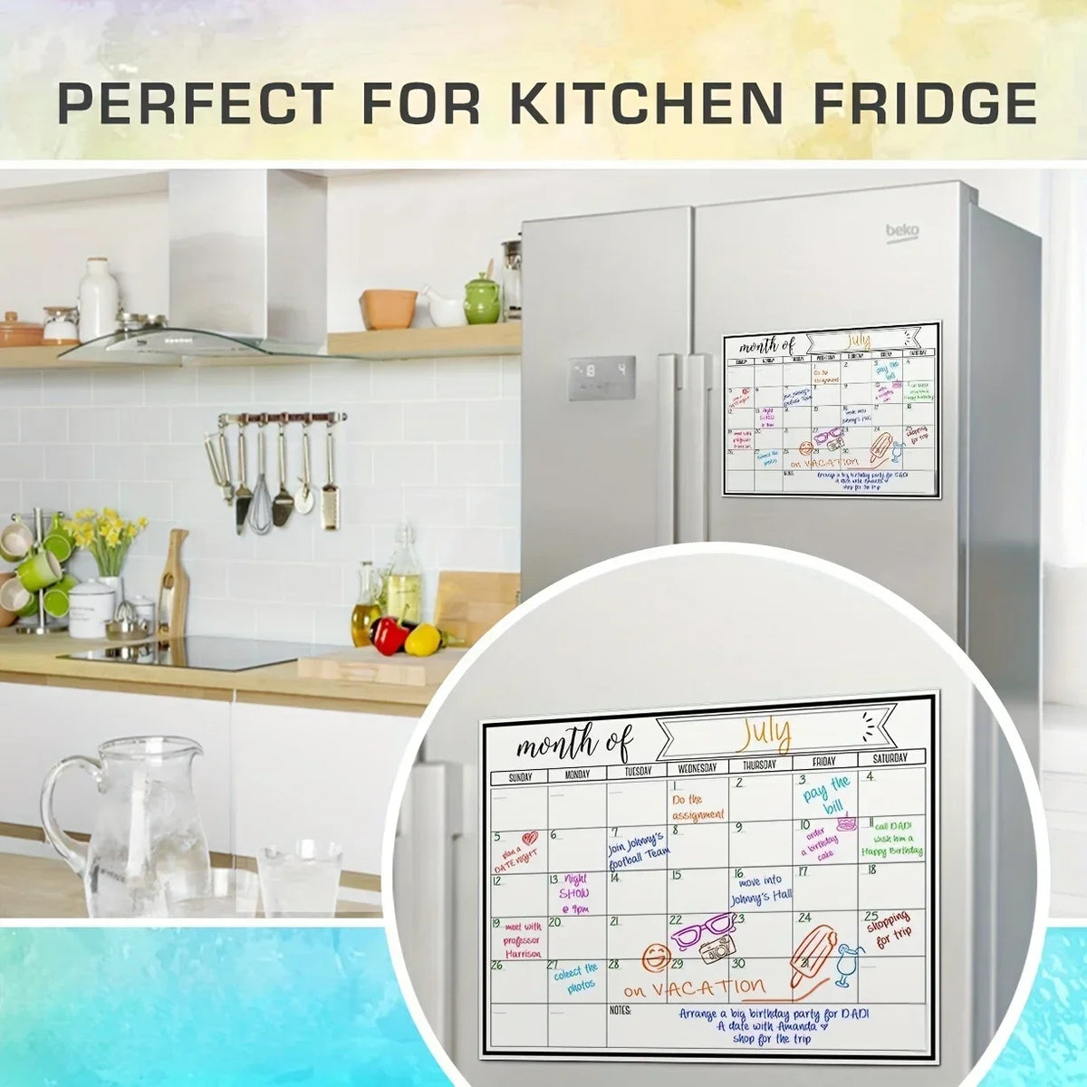 Magnetic Dry Erase Fridge Calendar Whiteboard | Kitchen Planner Magnetic Whiteboard Calendar Babs