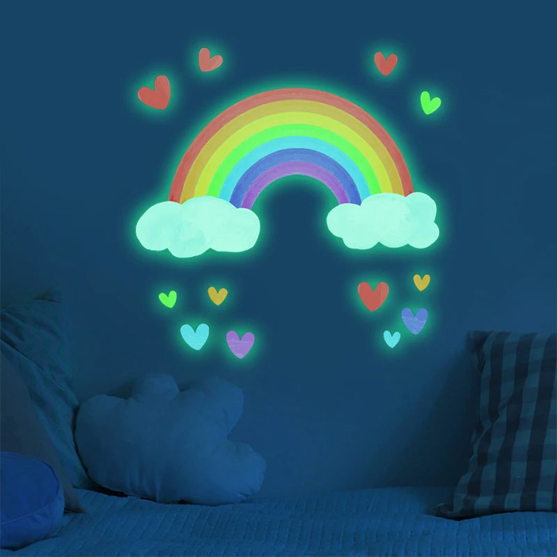 Glow in the Dark Rainbow Wall Stickers for Kids Nursery Room Glow Wall Sticker Babs