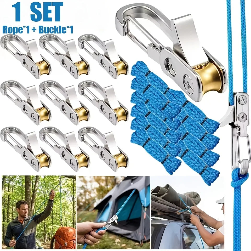Rope Buckle Set with Lock Buckle – Camping & Outdoor Tie-Down Rope & Buckle Set Babs