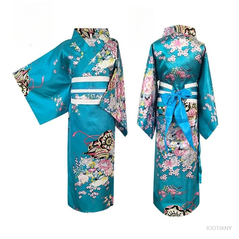 Children's Floral Japanese Kimono Yukata Cosplay Costume Yukata Costume Set Babs