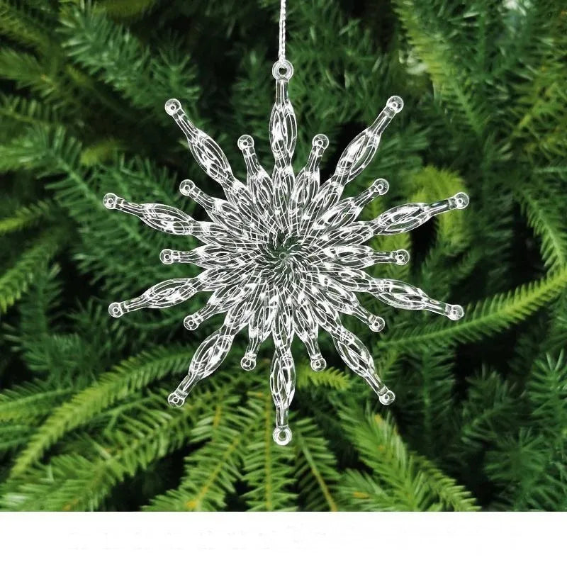 10Pcs Crystal Snowflake Christmas Tree Hanging Ornaments Christmas Tree Ornaments Babs 11.5cm 10Pcs