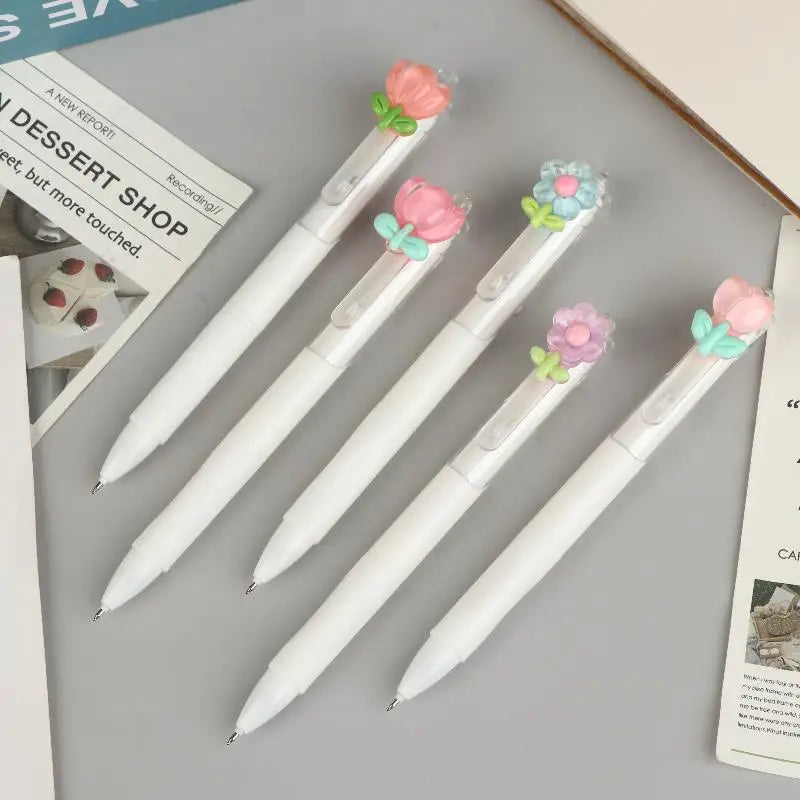 Tulip Flower Ballpoint Pens 0.5mm Black Ink | 5 or 10 Pack Ballpoint Pen Set Babs