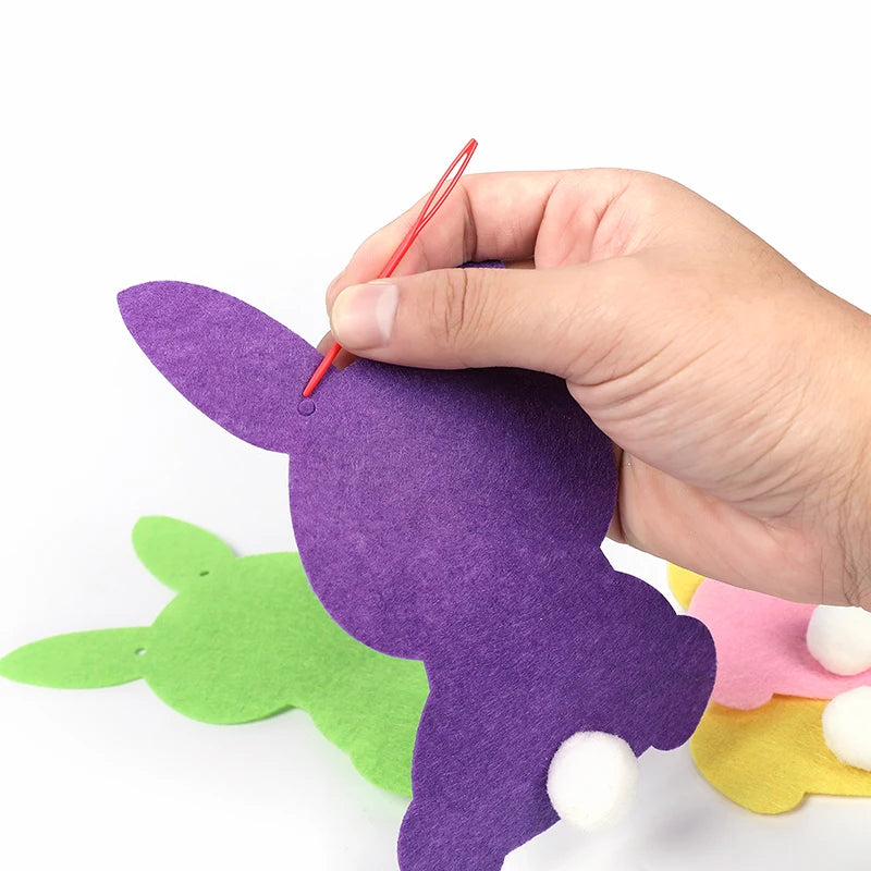Felt Colorful Rabbit Easter Banner Garland – Party Bunting Flags Easter Party Garland Babs