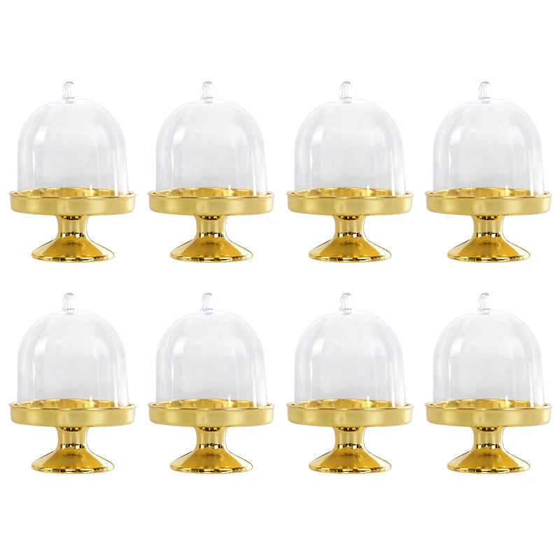 6-Pack Clear Mini Cupcake Boxes with Lids | Party Favor Trays Cupcake Favor Boxes Babs Gold 6Pcs
