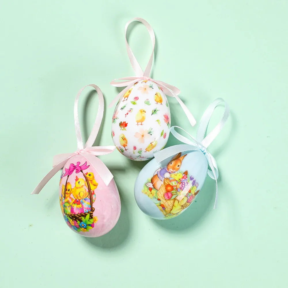 Painted Foam Easter Eggs DIY Pendants – Colorful Set of 3 Easter Egg Ornaments Babs Style D