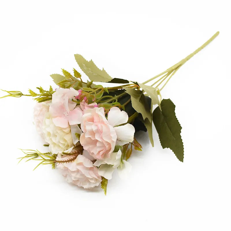 Artificial Silk Peony Rose Bouquet – Wedding & Home Decor Artificial Flower Bouquet Babs color 3 1 pc