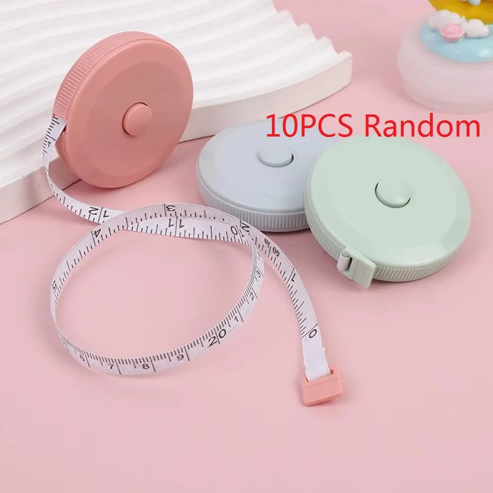 Portable Soft Tape Measure 1.5m – Auto-Retract, Dual Scale Soft Tape Measure Babs 10pcs Random