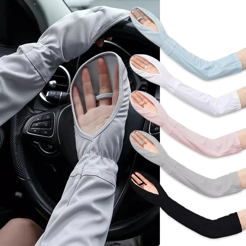 UV Sun Protection Fingerless Driving Gloves & Cooling Arm Sleeves UV Sun Gloves Babs