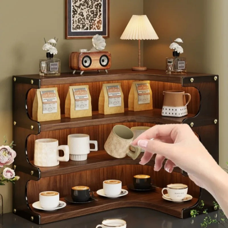 Wooden & Acrylic Desktop Cup Holder – Drinkware Organizer Cup Holder Rack Babs