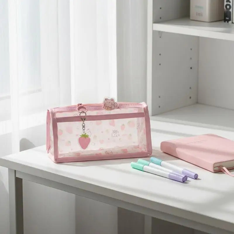 Cute Cat Star Transparent Pencil Case | Large Capacity Pen Bag Pencil Case Babs