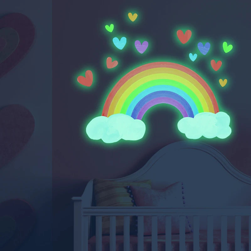 Glow in the Dark Rainbow Wall Stickers for Kids Nursery Room Glow Wall Sticker Babs
