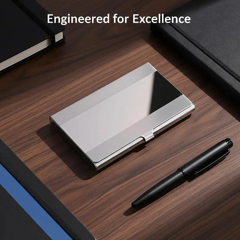 Slim Stainless Steel Business Card Holder – Metal Pocket Case Business Card Holder Babs