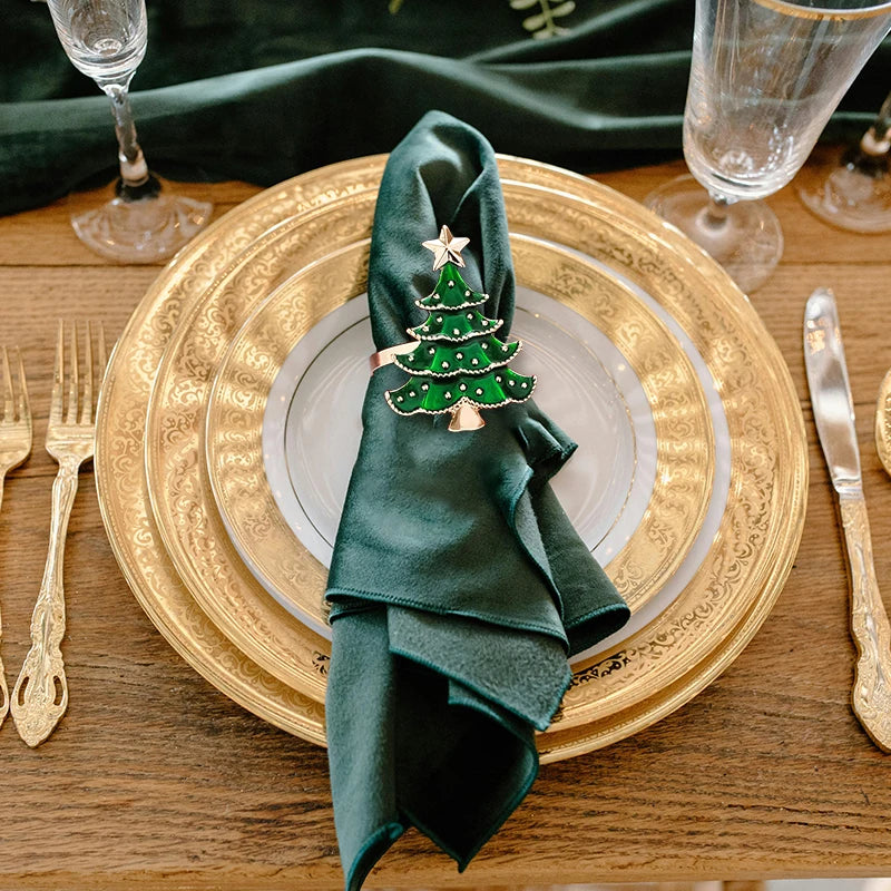 Christmas Napkin Rings Xmas Tree Table Decoration Set 1/6 Pcs Napkin Rings Babs