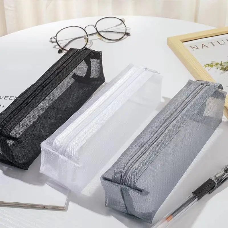 HUXUAN Mesh Pencil Case Transparent Pouch School & Office Mesh Pencil Case Babs