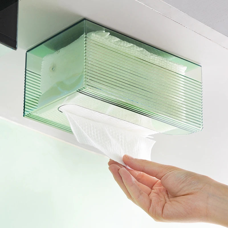 Acrylic Wall Mounted Tissue Box Holder – Transparent White Tissue Box Holder Babs