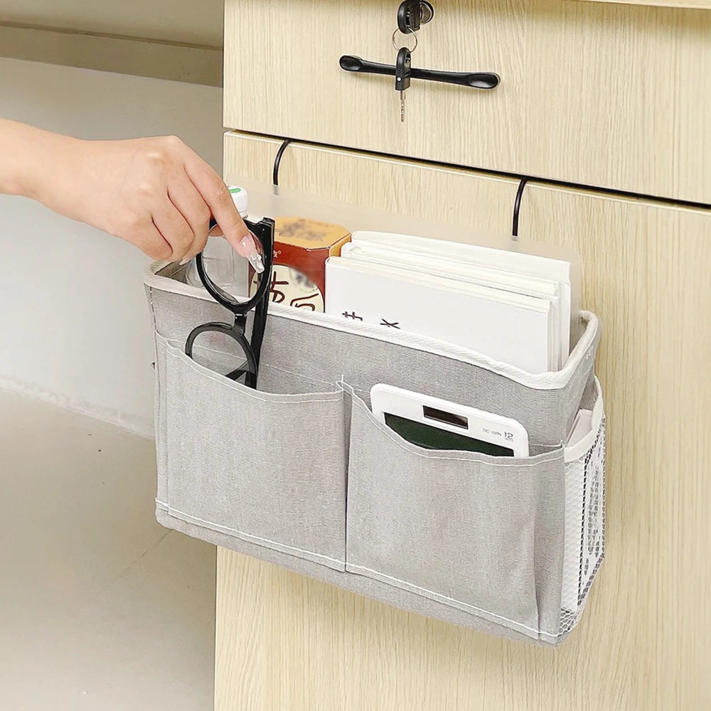 HOMEFISH Bedside Hanging Storage Basket – Dorm Organizer Bag Hanging Storage Basket Babs