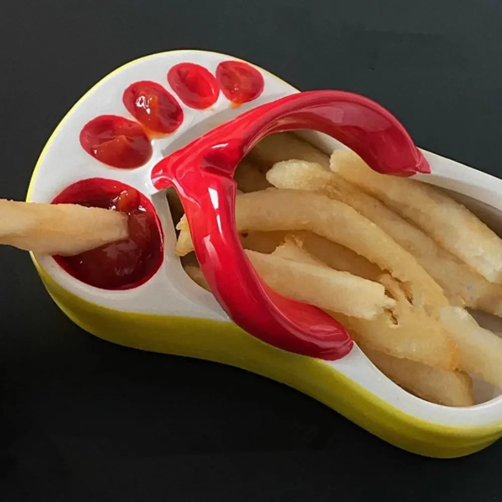 Slipper-Shaped Ceramic French Fry Plate | Novelty Snack Boat Ceramic Snack Plate Babs Default Title