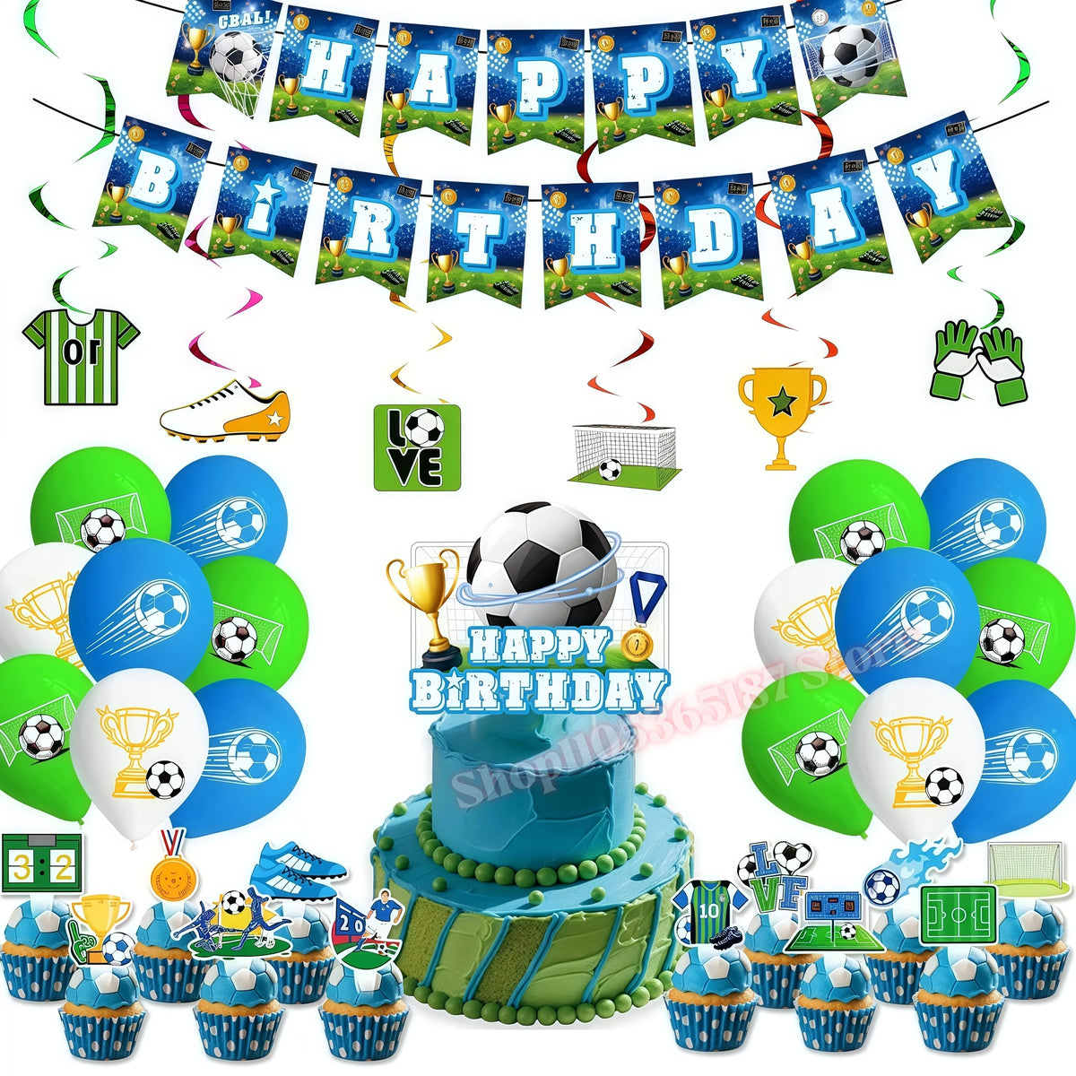 Soccer Football Birthday Party Decoration Set – Complete Kit Party Decoration Set Babs 1set others