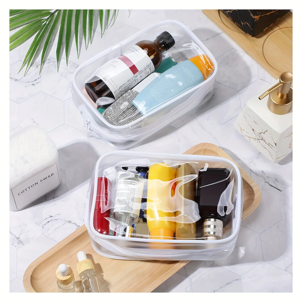 6-Pack Clear Zipper Makeup Bags – Leakproof Travel Organizers Makeup Organizer Bags Babs