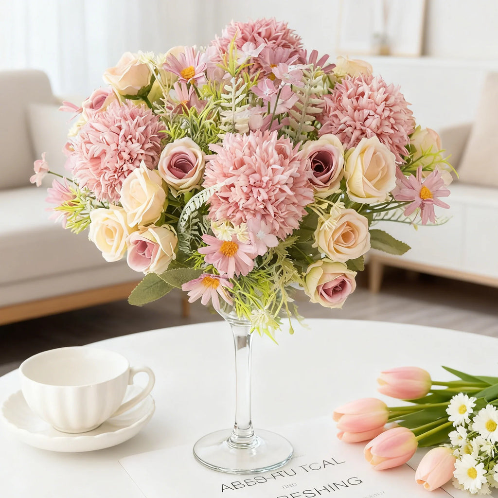 Artificial Silk Rose & Chrysanthemum Bouquet – Wedding & Home Décor Artificial Silk Bouquet Babs