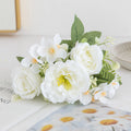 Artificial Silk Peony Hydrangea Bouquet – Wedding & Home Décor Artificial Flower Bouquet Babs WHITE 3 pcs