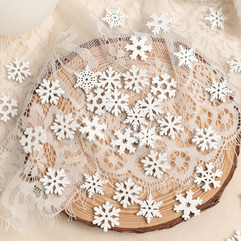 50Pcs Mini Glitter Snowflake Ornaments for Christmas DIY Decor Christmas Craft Ornaments Babs