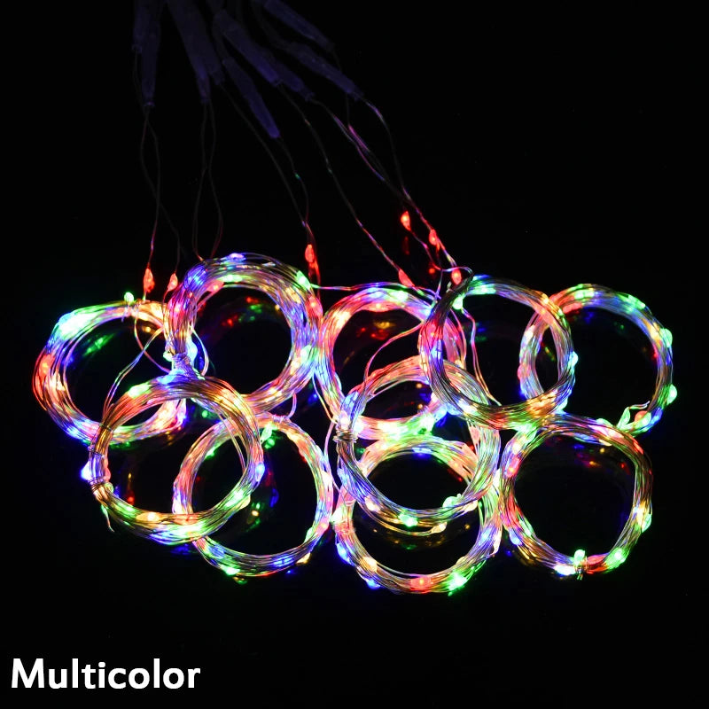 Christmas LED Curtain Fairy String Lights – USB, 8 Modes LED Curtain String Lights Babs Multicolor 3MX1M 100LED