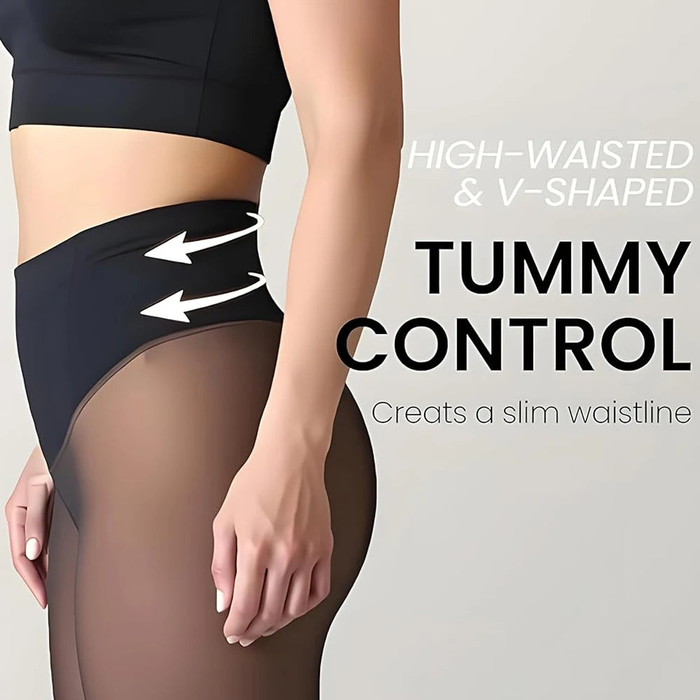 One-Seam Fleece Lined Shaping Leggings – Thermal Sheer Tights Fleece Lined Leggings Babs