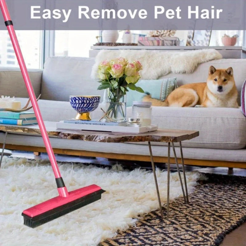 Pet Hair Rubber Broom & Squeegee – Multi-Surface Floor Brush Pet Hair Broom Babs