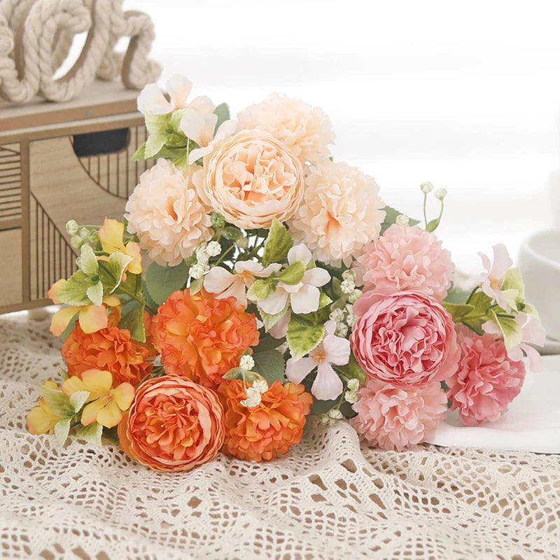 6-Head Silk Hydrangea Peony Artificial Flower Bouquet | Wedding Artificial Flower Bouquet Babs