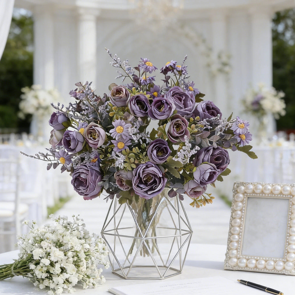 Silk Rose Artificial Flower Bouquet – Wedding & Home Décor Artificial Flower Bouquet Babs