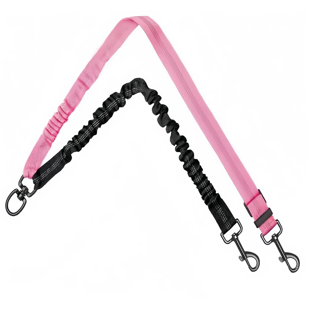 2-in-1 Dual Dog Leash – Heavy-Duty Double Lead for Two Dogs Dual Dog Leash Babs Black Pink
