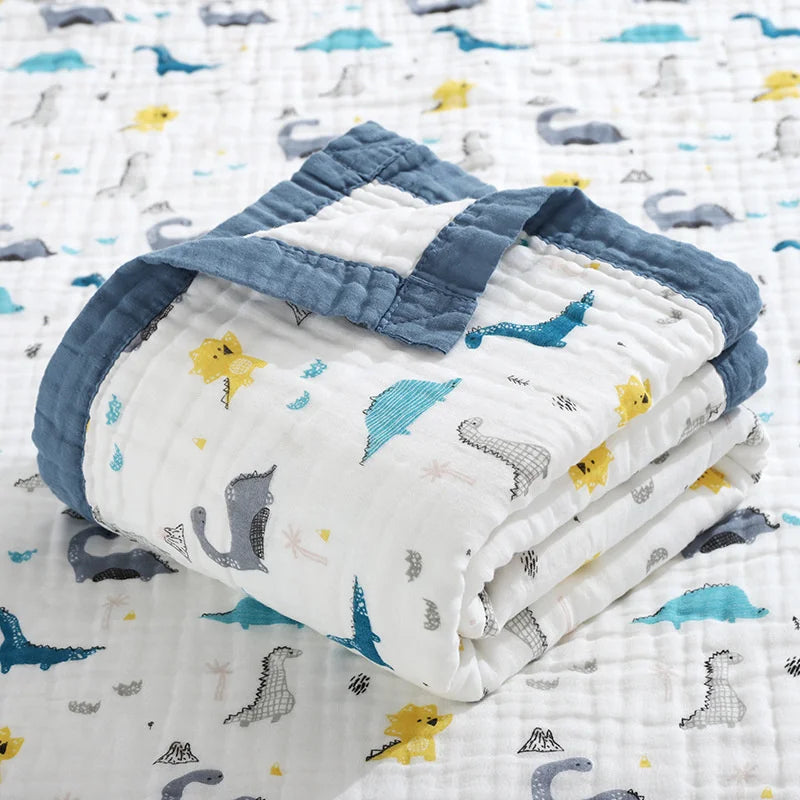 6-Layer Cotton Baby Swaddle Blanket – Breathable & Cartoon Baby Swaddle Blanket Babs 110x110cm
