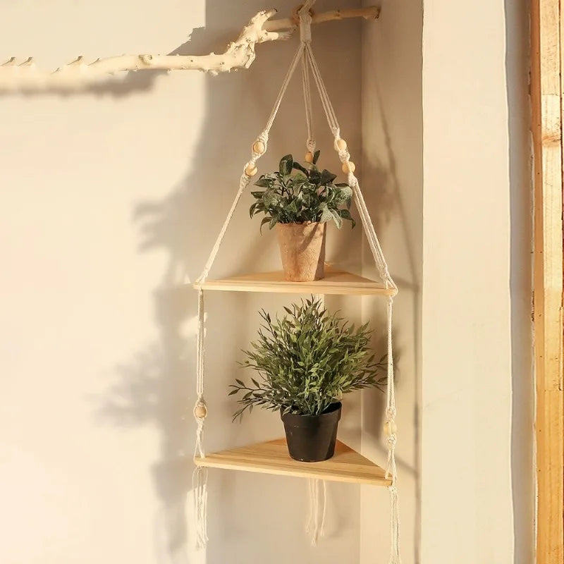 Wood Triangle Corner Floating Wall Shelf – Boho Home Decor Babs