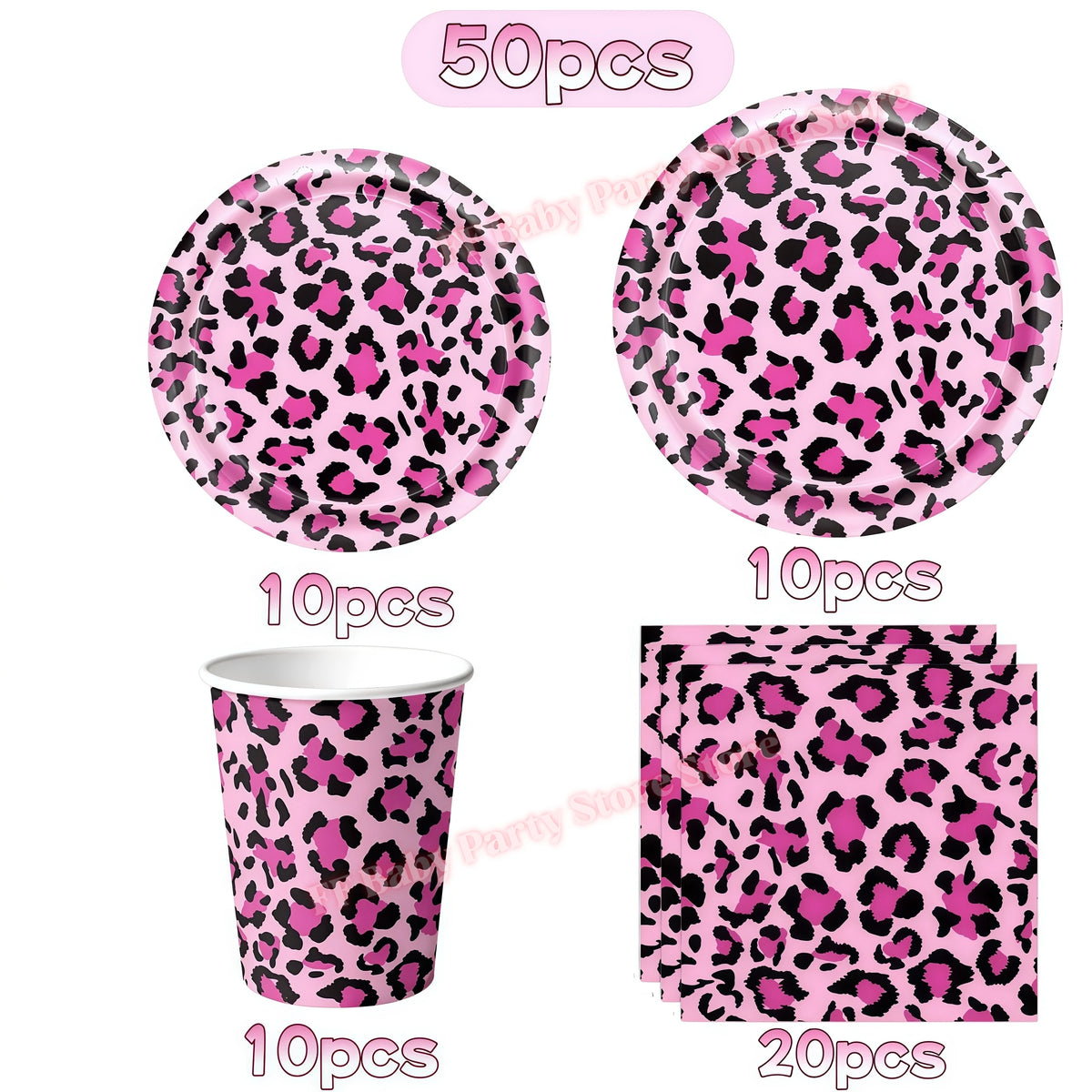 Leopard Print Birthday Party Supplies – Plates, Cups & Decor Party Decoration Set Babs 50pcs others