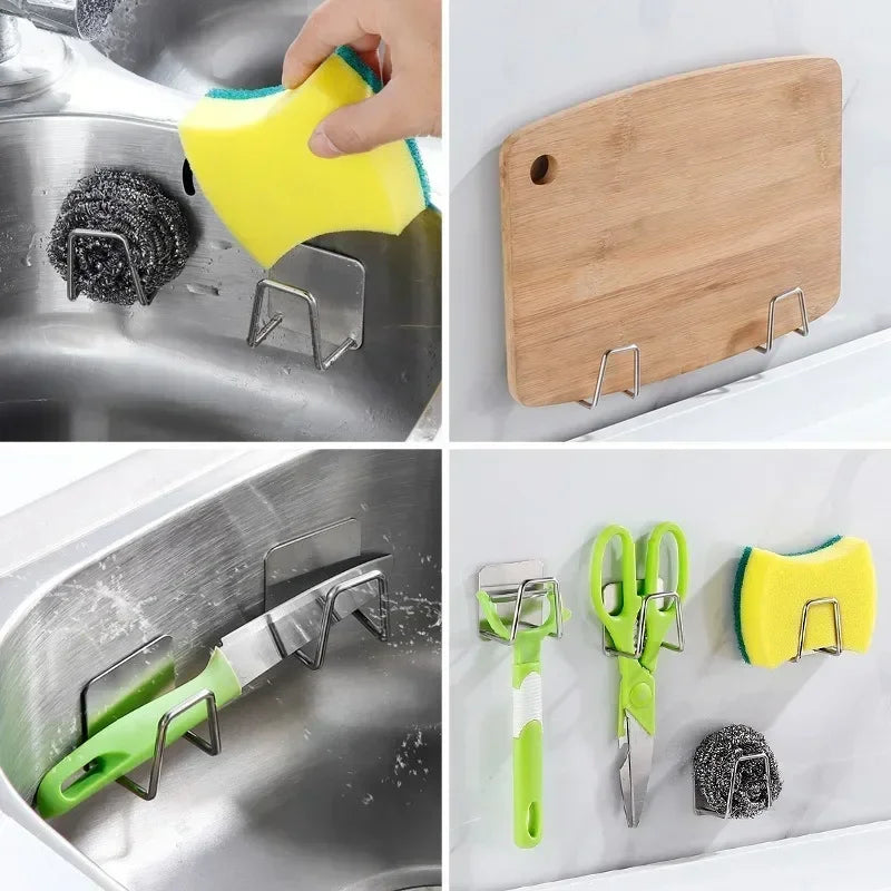 Stainless Steel Sink Sponge Holder Self-Adhesive Wall Rack Sink Sponge Holder Babs