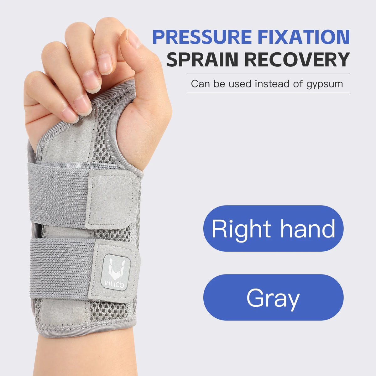 Wrist Brace with Splint – Adjustable Hand & Wrist Support Wrist Brace Babs AB042-GY-right hand S/M