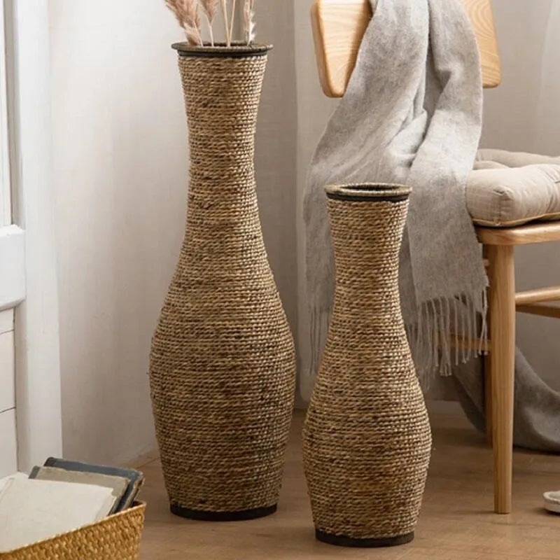 Woven Rattan Vintage Floor Vase | Luxury Home Décor Decorative Floor Vase Babs